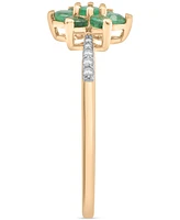 Emerald (1/2 ct. t.w.) & Diamond (1/20 ct. t.w.) Flower Ring in 14K Gold over Sterling Silver