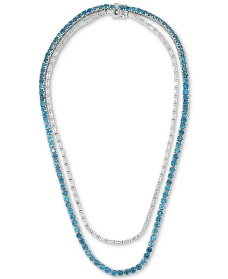 London Blue Topaz (32-5/8 ct. t.w.) & White Topaz (9-7/8 ct. t.w.) 16" Layered Tennis Necklace in Sterling Silver