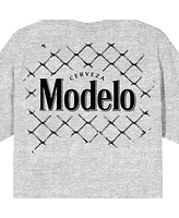 Modelo Logo Chain Link Gate Background Crew Neck Short Sleeve Athletic Heather Men's T-shirt-3XL