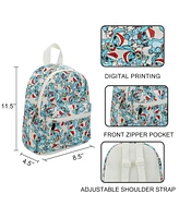 Disney Stitch Santa Stitch All-Over Print White Faux Leather 10.6" Mini Backpack