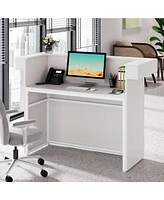 Tribesigns Reception Desk with Light, 55-Inch Front Desk with Cable Grommets, Modern Retail Counter Table for Salon, Lobby, Shop, Office Reception Roo