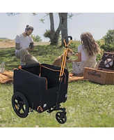 Foldable Pet Jogging Stroller Dog Carriers Bicycle Trailer Pet Dog Cat Bike Trailer Orange and Black - Ideal for Small Pets