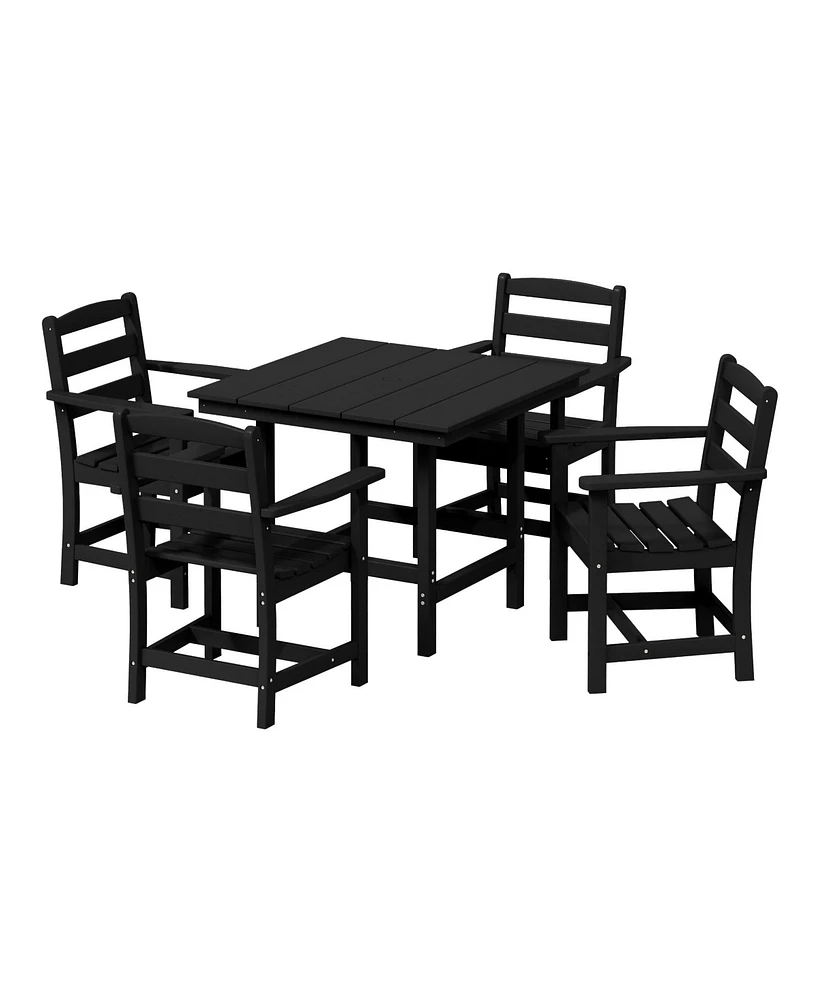 5-Piece Hdpe Outdoor Square Patio Dining Table Set with Armchairs