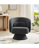 360 Degree Swivel Sherpa Accent Chair Modern Style Barrel with Toss Pillows for home office, living room, bedroom