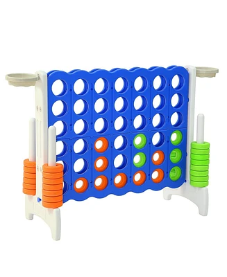 Sdadi Giant 64 Inch 4-in-a-Row Hoop Connect Strategy Game and Basketball Indoor/Outdoor Family Fun Board for Toddlers, Kids, Adults, Gray and Blue