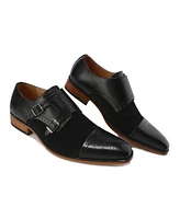 Gino Vitale Men's Double Monk Strap Two-Tone Loafer