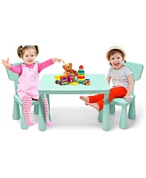 3 Pieces Toddler Multi Activity Play Dining Study Kids Table and Chair Set