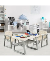 Kids Table and 2 Chairs Set with Storage Shelf