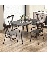 5-Piece Dining Table Set for 4 with 360 Swivel Feet for Small Place