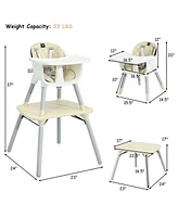 Gouun Kids 4-in-1 Convertible Table Chair Set with Pu Cushion