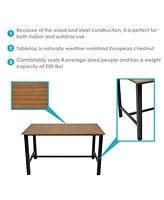 4-Person Solid Wood Rectangle Patio Dining Table - For Indoor or Outdoor Use - 47.25" W x 31.25" D