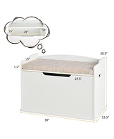 Kids Toy Wooden Flip-top Storage Box Chest Bench with Cushion Hinge