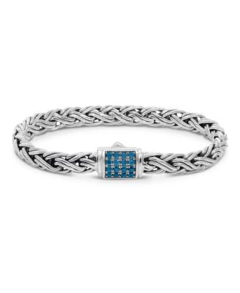 Swiss Blue Topaz Sterling Silver Paddy Oval 7mm Chain Bracelet X Large 8.5 In
