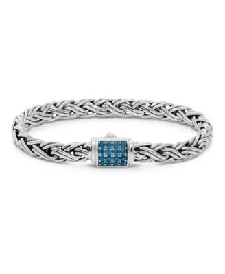 Swiss Blue Topaz Sterling Silver Paddy Oval 7mm Chain Bracelet X Large 8.5 In