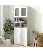 58.5" Tall Bathroom Storage Cabinet Freestanding Linen Cabinet with Shelves