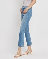 Vervet Women's High Rise Raw Hem Crop Flare Jeans