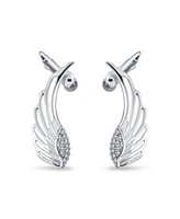Bling Jewelry Trendy Angel Wing Feather Ear Cuff Cartilage Earrings Rose Gold Silver Plated