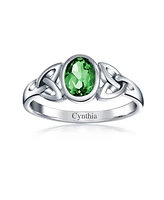 Bling Jewelry Oval Natural Stone Celtic Trinity Knot Triquetra Ring Sterling Silver