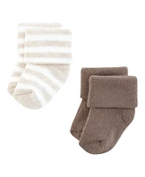 Touched by Nature Unisex Organic Cotton Socks, Neutral Stripes, 0-6 Months