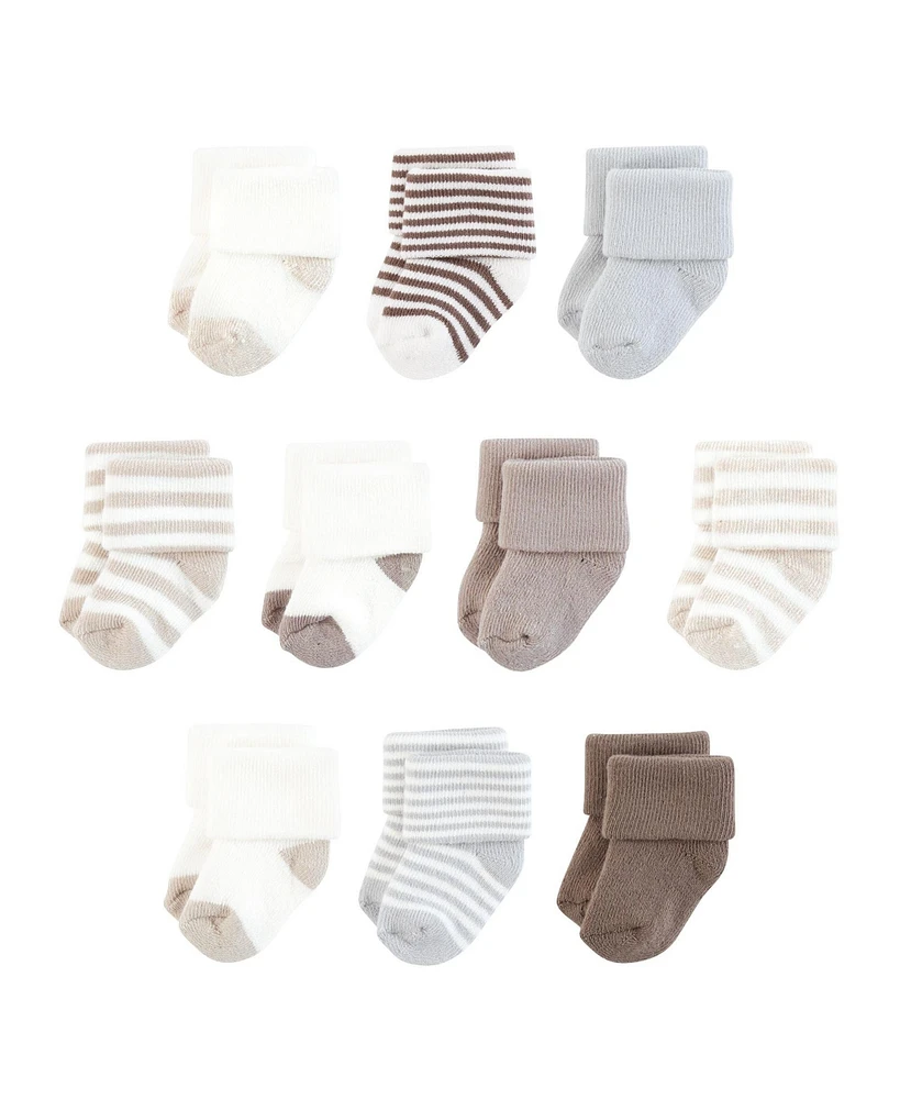 Touched by Nature Unisex Organic Cotton Socks, Neutral Stripes, 0-6 Months