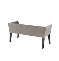 Upholstered Accent Bench with Nailhead Trim and Solid Wood Legs-The Pop Home
