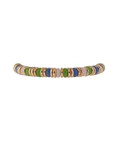 Laundry by Shelli Segal Gold Tone and Multi Color Disc 2pc Stretch Bracelet Set