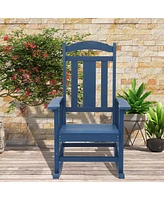 Patio Rocking Chair Outdoor Chairs Porch Rocker All-Weather Adirondack for Deck Garden Backyard Lawn, Blue