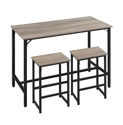 Yaheetech Industrial Counter Height Table Set with 2 Backless Stools