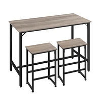 Yaheetech Industrial Counter Height Table Set with 2 Backless Stools