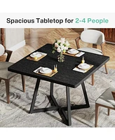 Tribesigns Square Dining Table for 4, 31.5" Industrial Dinner with Metal Base, Wood Kitchen Room, Small Space, Apartment