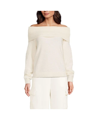 Lands' End Women's Eyelash Off Shoulder Sweater