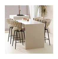 Set of 2 Swivel Bar Stools, 360 Adjustable Counter Height Chairs with Modern Metal Frame-The Pop Home