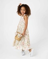 Rare Editions Little and Toddler Girls 2-Piece Textured Floral Maxi Dress with Bag Set