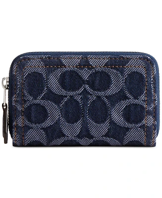 Coach Essential Small Zip Around Wallet in Signature Denim