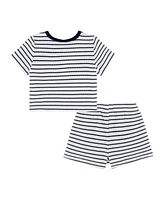 Tommy Hilfiger Toddler and Little Girls 2-Piece Striped Popcorn Knit Top and Skirt Set