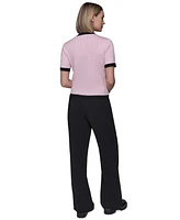 Karl Lagerfeld Paris Petite Short-Sleeve Two-Pocket Cardigan Sweater