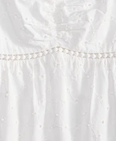 Kingston Grey Juniors' Eyelet Puff-Sleeve Tiered Midi Dress
