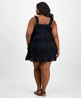And Now This Trendy Plus Eyelet Cotton Sleeveless A-Line Dress, Exclusively at Macy's