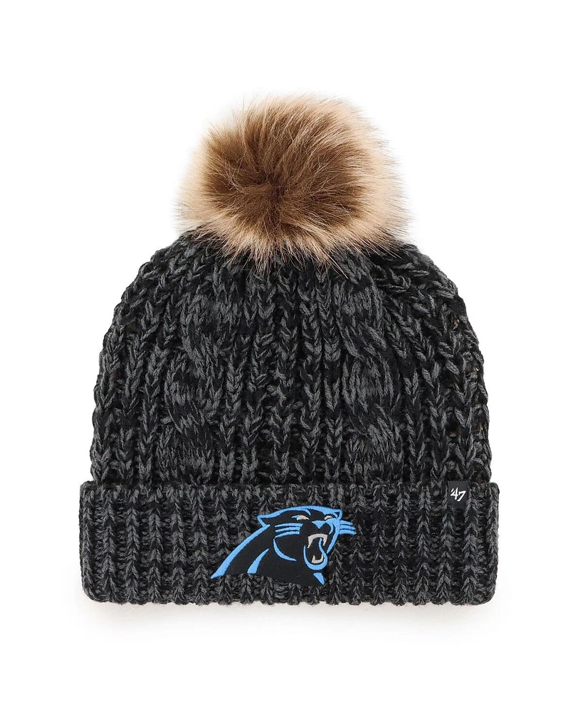 '47 Brand Women's Black Carolina Panthers Meeko Cuffed with Pom Knit Hat