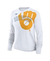 Nike Women's White Milwaukee Brewers Cooperstown Collection Long Sleeve Top