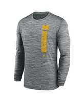 Jordan Men's Heather Gray Michigan Wolverines 2024 Sideline Velocity Performance Long Sleeve T-Shirt