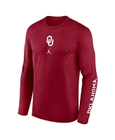 Jordan Men's Crimson Oklahoma Sooners Primetime Center Lockup Two-Hit Legend Long Sleeve T-Shirt