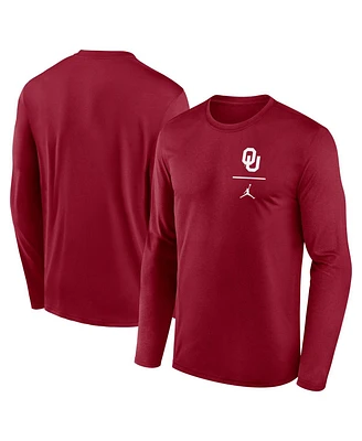 Jordan Men's Crimson Oklahoma Sooners Primary Stack Legend Long Sleeve T-Shirt