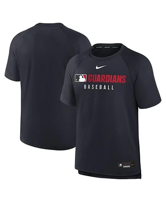 Nike Men's Navy Cleveland Guardians Authentic Collection Pregame Raglan Performance T-Shirt