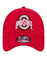 New Era Men's Scarlet Ohio State Buckeyes 9FORTY A-Frame Trucker Adjustable Hat