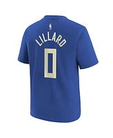Nike Big Boys and Girls Damian Lillard Royal Milwaukee Bucks 2024/25 City Edition Name Number T-Shirt