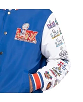 Starter Men's Blue Super Bowl Lix Commemorative Full-Snap Varsity Jacket