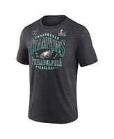 Fanatics Men's Heather Charcoal Philadelphia Eagles 2024 Nfc Champions Right Side Draw Tri-Blend T-Shirt