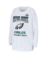 Wear by Erin Andrews Women's White Philadelphia Eagles Super Bowl Lix Champions Fleece Pullover Top