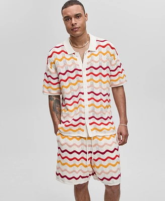 Mode of One Men's Short-Sleeve Gradient Zig-Zag Sweater Top, Exclusively at Macy's